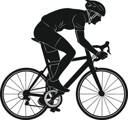 Fototapeta premium Silhouette of Road Cyclist in Racing Posture 
