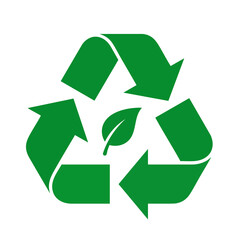 Obraz premium Green Recycling Symbol with Leaf