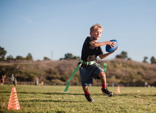 catch and run with the football in flag
