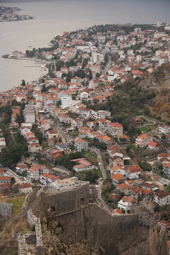 Kotor bay and Old Town from Lovcen Mountain. Montenegro.