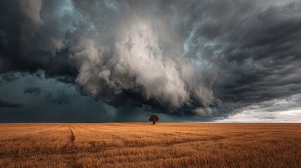Naklejka premium Storm over the field.