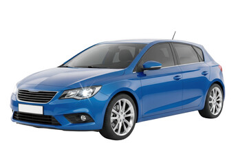 Fototapeta premium Blue Sedan Car Isolated on White Background PNG
