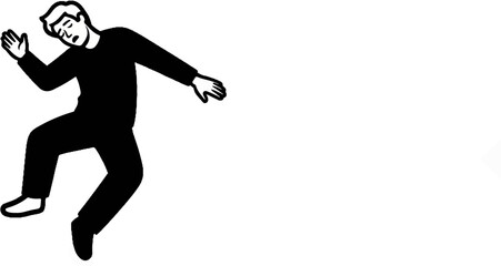 Obraz premium A black and white illustration of a stylized person falling