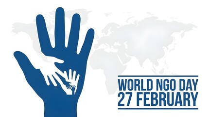Obraz premium World NGO Day illustration with helping hands and global map