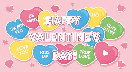 Colorful valentine's day candy hearts greeting