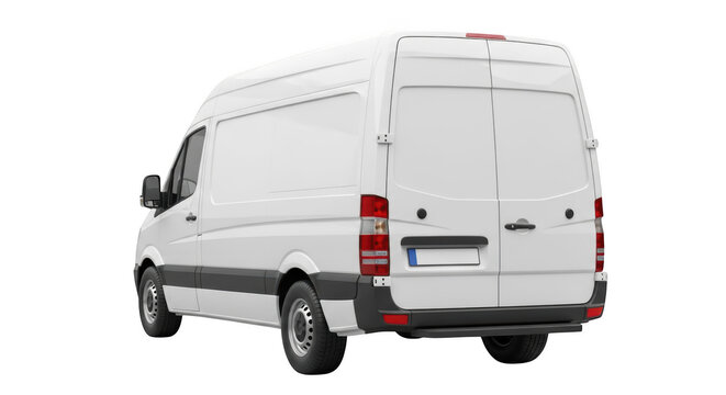 Commercial delivery van rear view generic cargo vehicle transport automobile isolated on transparent background