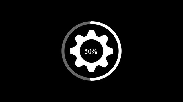 100 percent number circle loading gear icon modern design animation.with video animation,and black background.