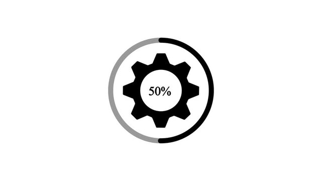 100 percent number circle loading gear icon modern design animation.with video animation,and white background.