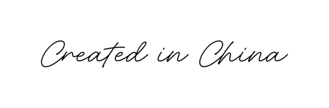Thin monoline script signature style text Created in China