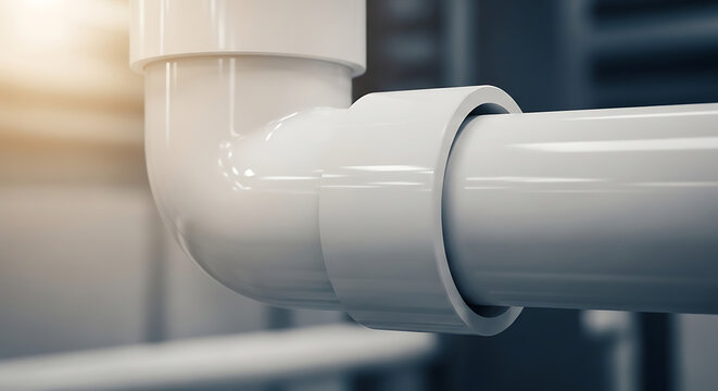 Detailed close-up of a high-quality cream CPVC plastic pipe elbow connected to a straight run featuring a seamless solvent weld joint and smooth surface texture for modern plumbing systems.