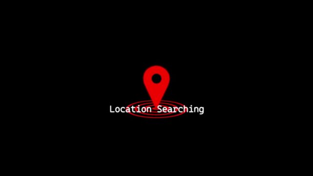 A glowing location searching icon satellite featuring a map pin combined symbol.The radio wave signal rings symbolizing real-time represents location search on technology on black background.