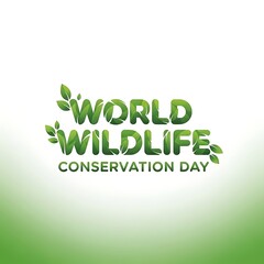 Fototapeta premium World Wildlife Conservation Day Green Leafy Typography Design Celebrating Nature Protection Efforts