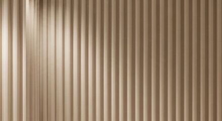 Obraz premium Soft golden light rays shining through vertical wooden slats minimalist background texture