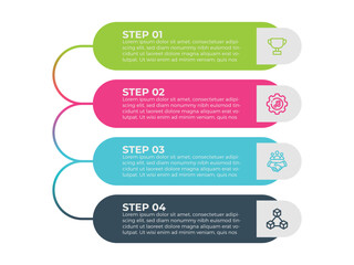 Obraz premium vector illustration infographic design template with 4 steps. Template for process, presentations, layout, banner, brochure.