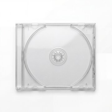 Empty clear plastic CD jewel case mockup isolated on white.