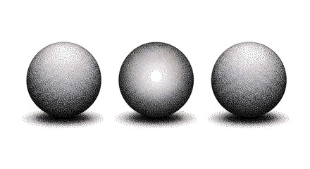 Three Stippled Spheres Illustrating Light