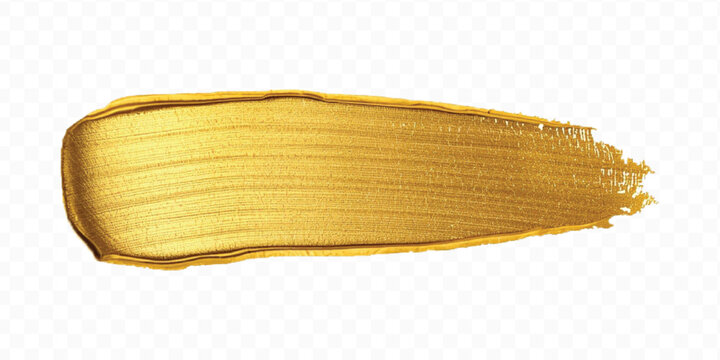 realistic 3d smooth glossy gold paint or lipstick swatch smear smudge in different style isolated on transparent background	
