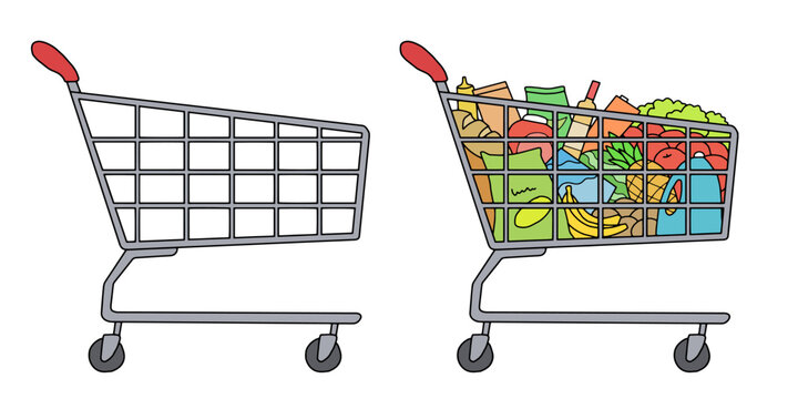 Shopping cart isolated graphic color sketch illustration vector