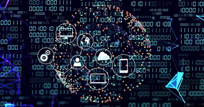 Cloud icon appearing, node hub pulsing and linking icons, lines animating, activating cloud network