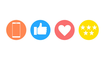 オンライン上で高評価をイメージしたアイコンセット