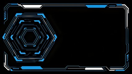 Abstract blue hexagonal tech frame