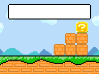 8 Bit Pixel Art Brick Stair And Question Block