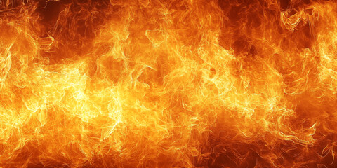 Ultra realistic full frame fire texture, bright orange and yellow flames covering entire background, intense heat waves, abstract fire background, fiery texture, yellow fire background, burning flames