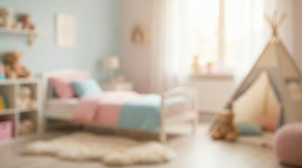 Blurred Interior Background of Bright and Clean Kids' Room - Ideal Material for Design and Compositing