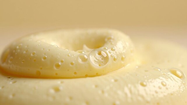 Finger pressing into soft creamy yellow foam creating an indentation and then slowly rising back to its original shape showcasing the elasticity and texture of the material.