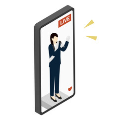 Female election candidate giving online campaign speech illustration