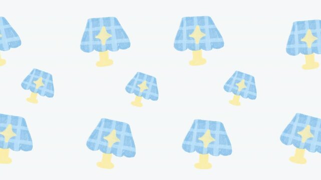 Cute blue table lamp with star seamless loop pattern background