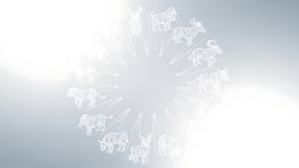 Naklejka premium Zodiac animals in circular arrangement isolated on a transparent background