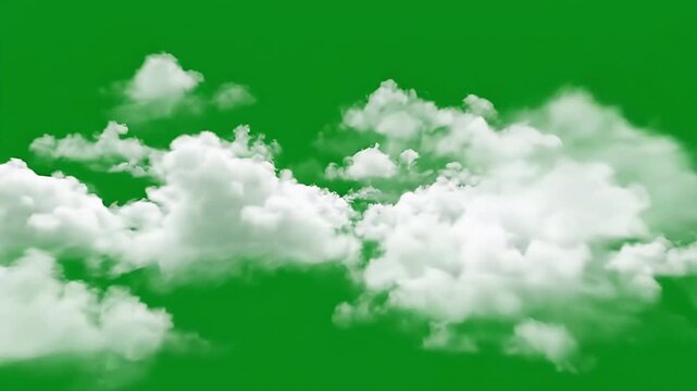 4k Moving clouds motion graphic effects on green screen background. Cloud green screen stock video, cloud zoom shoot Transition green screen video. flying clouds green screen, Moving white clouds
