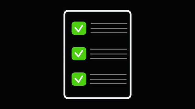 Checklist Graphic with Completed Item and Incomplete Tasks Animated Motion Graphic