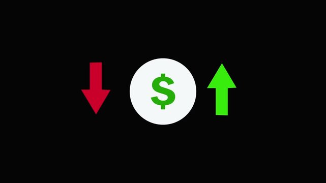 Financial Growth Concept with Dollar Sign and Up Down Arrows Graphic Animated Motion Graphic