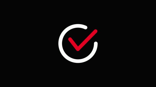 Stylish Circle Red check mark on Black Background Animated Motion Graphic