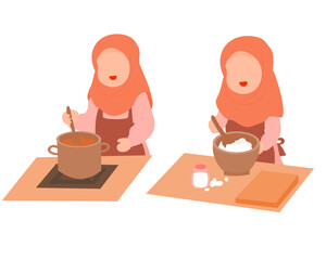 Muslim Women Cooking and Baking Together