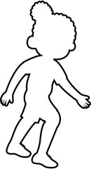Fototapeta premium Sporty afro bun glasses girl dribbling inside foot soccer technique step 2 without ball outline illustration. Editable Color Vector