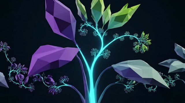 Seamless Sci-Fi Foliage A futuristic take on botanical elements with a smooth, continuous animation.