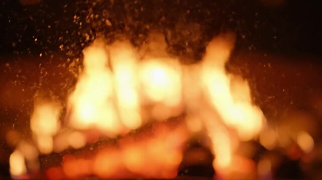 Subtle Movement Focus on the delicate, slow-motion interplay of the fire's flicker and the gentle rise and fall of the motes.