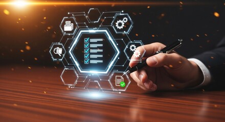 Fototapeta premium Digital Productivity and Document Management with Holographic AR Interface