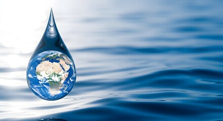 Fototapeta premium Water day earth globe reflected in a single drop of water conservation theme