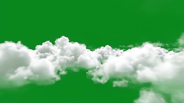 4k Moving clouds motion graphic effects on green screen background. Cloud green screen stock video, cloud zoom shoot Transition green screen video. flying clouds green screen, Moving white clouds
