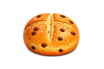 Traditional irish soda bread illustration with chocolate chips for bakery and recipe designs