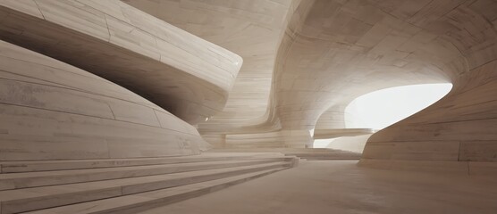 Cinematic abstract architectural space with monumental forms, soft indirect light, and timeless silence, designed as a premium visual background.
