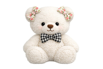 White teddy bear offering comfort and joy, ideal for themes of children, gifts, and special celebrations. Transparent background