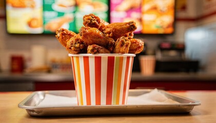 Delicious Crispy Chicken Wings in a Colorful Cup