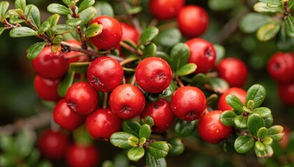 Vibrant Red Berries on Lush Green Foliage