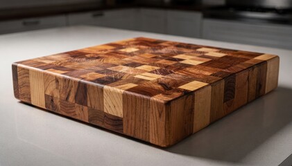 Artisan Wooden Cutting Board on Modern Kitchen Counter