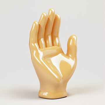 3D rendered, light beige hand sculpture